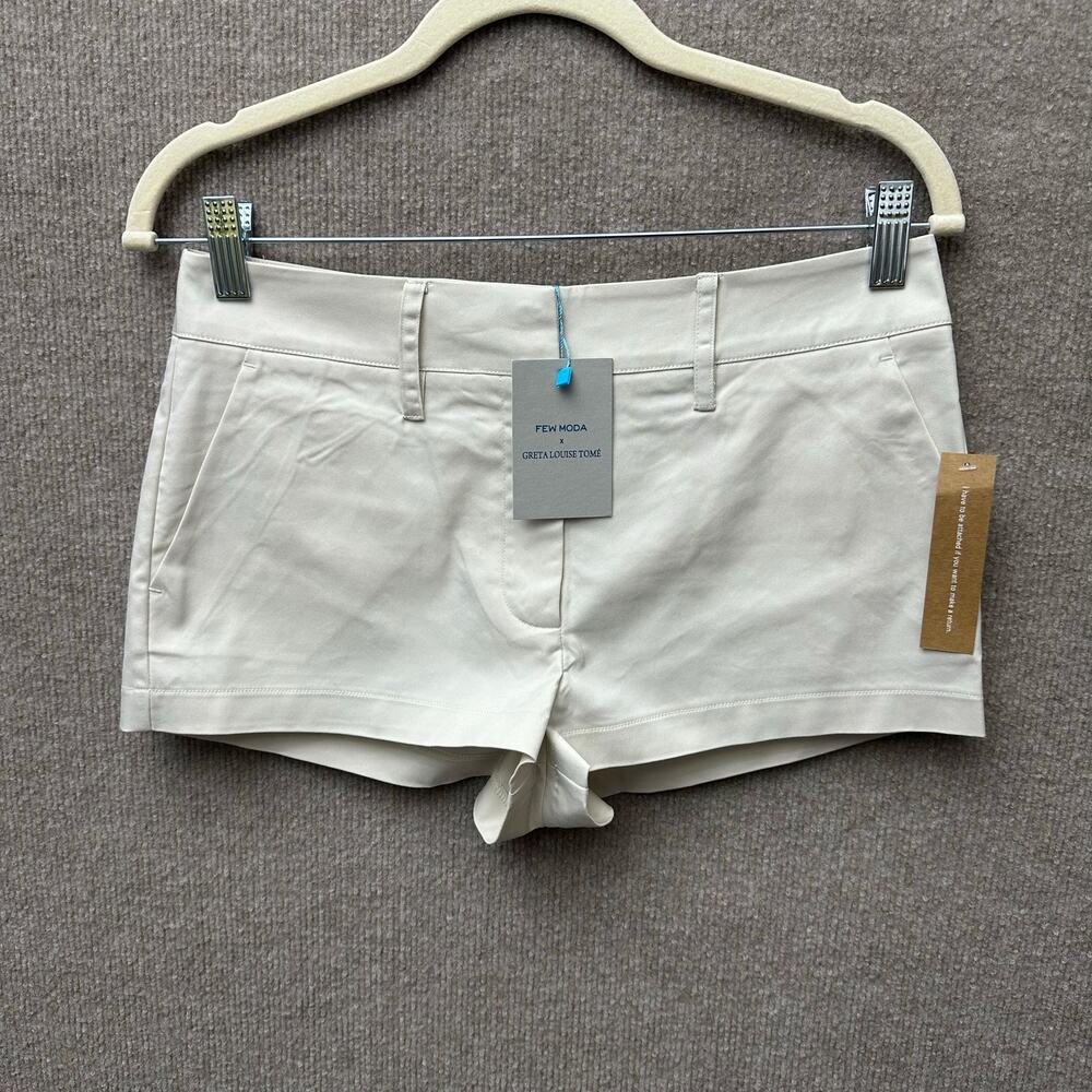 Few Moda Greta Louise Tome Tailored Shorts Cream Khaki Mini Low Rise Minimalist